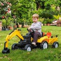 STILVORA Children's Ride-On Construction Car with Detachable Trailer in Yellow
