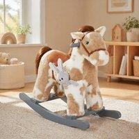 STILVORA Rocking Horse with Sound & Bunny Toy Brown