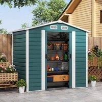 STILVORA Garden Shed 213 x 122 cm with Double Sliding Doors in Green