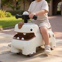 STILVORA Ride On Car with Storage & Sounds in Cream
