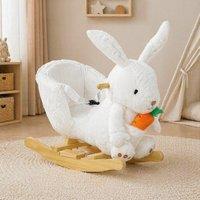 STILVORA Rabbit Rocking Horse with Sounds in White