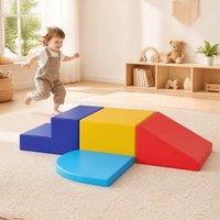 STILVORA 4-Piece Soft Play Set with Stairs & Ramp in Blue