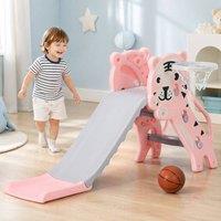 STILVORA Baby Slide with Basketball Hoop Pink