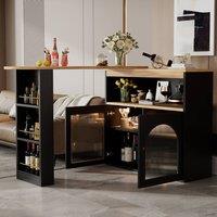 ModernLuxe Rotating bar cabinet with 2 doors + 3 shelves - LEDs in Black