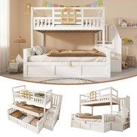 ModernLuxe Children's bunk Bed with Ottoman Storage in White | Size: Double