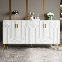ModernLuxe Sideboard with 4 doors - Wave design in White | Size: 150 cm x 40 cm