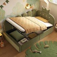 ModernLuxe Upholstered Daybed with Hydraulic Storage, Single Sofa Bed in Green