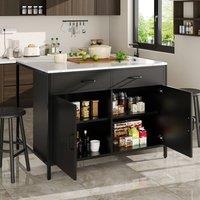 ModernLuxe Kitchen island with adjustable feet - black