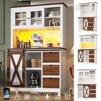 ModernLuxe Modern Kitchen Tall Cupboards with LEDs - white