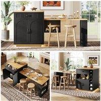 ModernLuxe Kitchen island/bar unit with pull-out table in Black