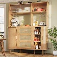 ModernLuxe Kitchen Tall Cupboards with drawers in Light Oak