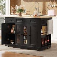 ModernLuxe Mobile kitchen island with extendable top in Black