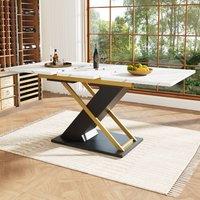 ModernLuxe Extendable dining table for 4 to 6 people - White + black | Size: 160 cm x 80 cm