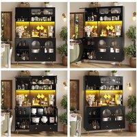 ModernLuxe Kitchen Tall Cupboards with LEDs + USB in Black