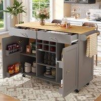 ModernLuxe Mobile kitchen island with 2 drawers in Grey