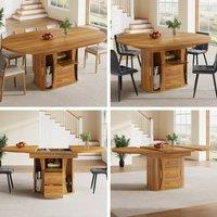 ModernLuxe Extendable dining table for 6 people with 3 doors + 2 drawers in Light Oak | Size: 160 cm x 100 cm