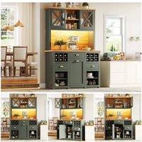 ModernLuxe Kitchen Tall Cupboards with glass doors + LEDs - green