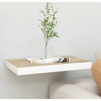Berkfield Home Floating Wall Shelf Oak & White 40x23x3.8 cm MDF in Brown