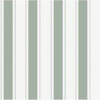 Sophie Allport Oundle Stripe Morning Fog Wallpaper in Light Green | Size: 10000mm x 520mm