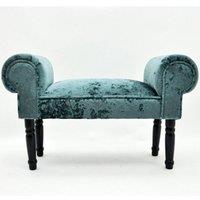 Minster Luxury Small Window Seat Bench - Velvet - L30 x W86 x H52 cm - Blue | Size: 1 Pack