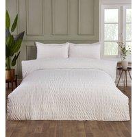 Rapport Home Seersucker Polycotton Luxury Duvet Cover Set with Pillowcase in White | Size: Super King