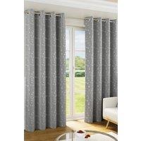 Enhanced Living Tivoli Grey 100% Blackout Floral Embroidery Pair of Eyelet Curtains | Size: 229 cm width x 183 cm drop