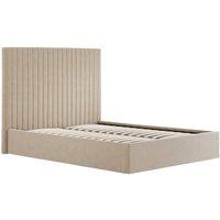 Lemon Pavilion Furniture Berlin Tall Ottoman King Size Bed Frame- Velvet - Flat Pack in Beige