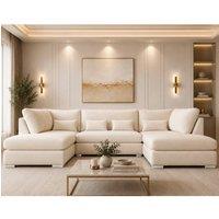 Home & Love London U Shape Cinema Sofa Fixedback Corner Sofa - Naple Cream