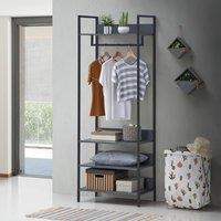 Timber Art Design 4 Tier Zahra Bedroom Double Open Wardrobe Furniture Storage Cupboard in Black