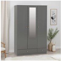 Seconique Denver 3 Door 2 Drawer Mirrored Wardrobe - Grey Gloss