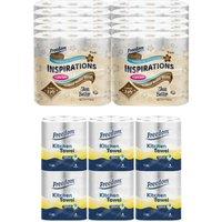 Freedom Shea Butter 3-Ply 90 Rolls + Rhino Kitchen Paper 24 Rolls in White
