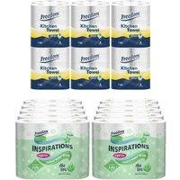Freedom Aloe Vera 3-Ply 90 Rolls + Rhino Kitchen Paper 24 Rolls in White