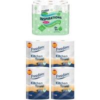 Freedom Aloe Vera 3-Ply 45 Rolls + Rhino Jumbo Kitchen Towels 24 Rolls in White