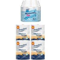 Freedom Soft White 3-Ply 45 Rolls + Rhino Jumbo Kitchen Towels 24 Rolls