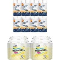 Freedom Lemon 3-Ply 90 Rolls + Rhino Jumbo Kitchen Towels 24 Rolls in White