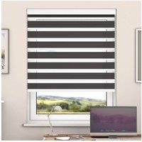 New Edge Blinds Steel Grey Day & Night Zebra Roller Blind with Cassette in Dark Grey | Size: 160m width x 175 cm drop