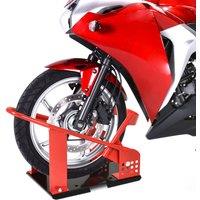 HOMCOM Motorcycle Wheel Chock 8-15.5 cm Metal Holder For Truck & Trailer in Red