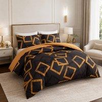 Grace Modern Reversible Microfiber Duvet Cover Set Easy Care Bedding in Gold | Size: Single