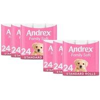 Andrex Toilet Roll Family Soft Fragrance-Free 2 Ply Toilet Paper, 144 Rolls in White