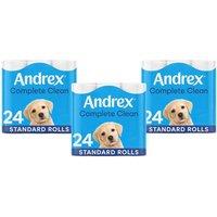 Andrex Toilet Rolls x72 Complete Clean Fragrance-Free 2 Ply Toilet Paper in White