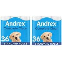 Andrex Toilet Rolls x72 Classic Clean Fragrance-Free 2 Ply Toilet Paper in White