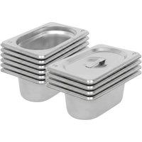 Argon Tableware Steel Gastronorm Containers with Lids - 1/9 65mm - 500ml - Set of 10 in Silver
