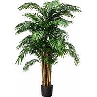 Leaf 210cm Artificial Fire Retardant Areca Palm Tree in Green