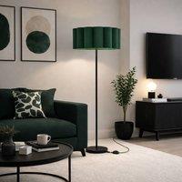 CGC Lighting Lena Matt Black Straight Floor Lamp with Large Scalloped Lampshade