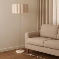 CGC Lighting Lena Cream Off-White Straight Floor Lamp with Large Scalloped Lampshade in Beige