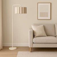 CGC Lighting Kyra Cream Off-White Angled Floor Lamp with Large Scalloped Lampshade