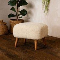 Wyld Haus Olbia Boucl Cream Square Footstool Mango Wood Legs