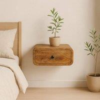 Wyld Haus Vicenza Mini Wall Mounted Mango Bedside Table with Drawer in Brown