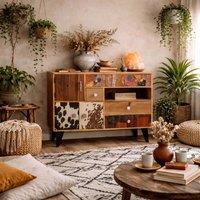 Wyld Haus Kokkola Reclaimed Wood Large Sideboard 3 Doors 4 Drawers in Brown