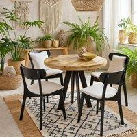 Wyld Haus California Round Mango Wood & Metal 4 Seater Dining Table in Brown